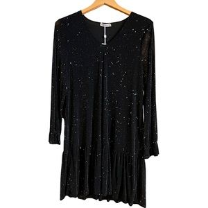 Black Sparkly Drop Waist Mini Dress Koan Daily NWT $20